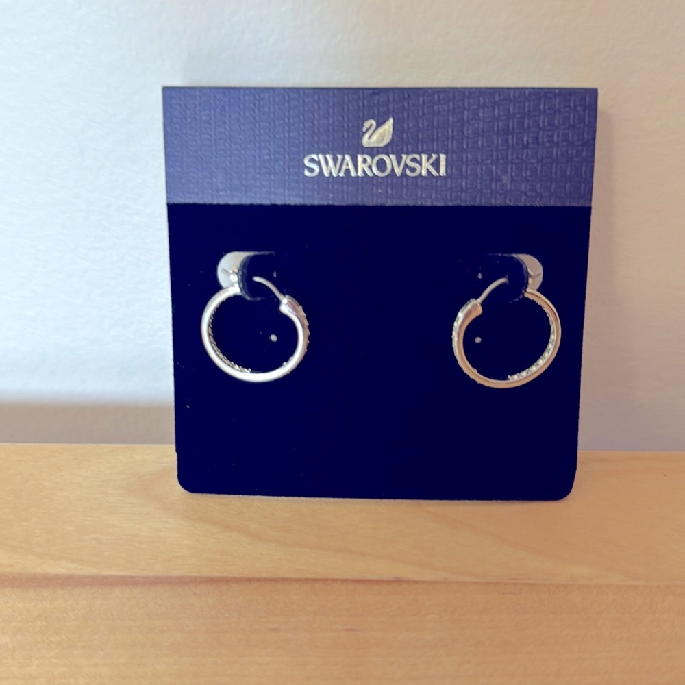 NWT Swarovski Sommerset Earrings, White, Rhodium Plated 1172374